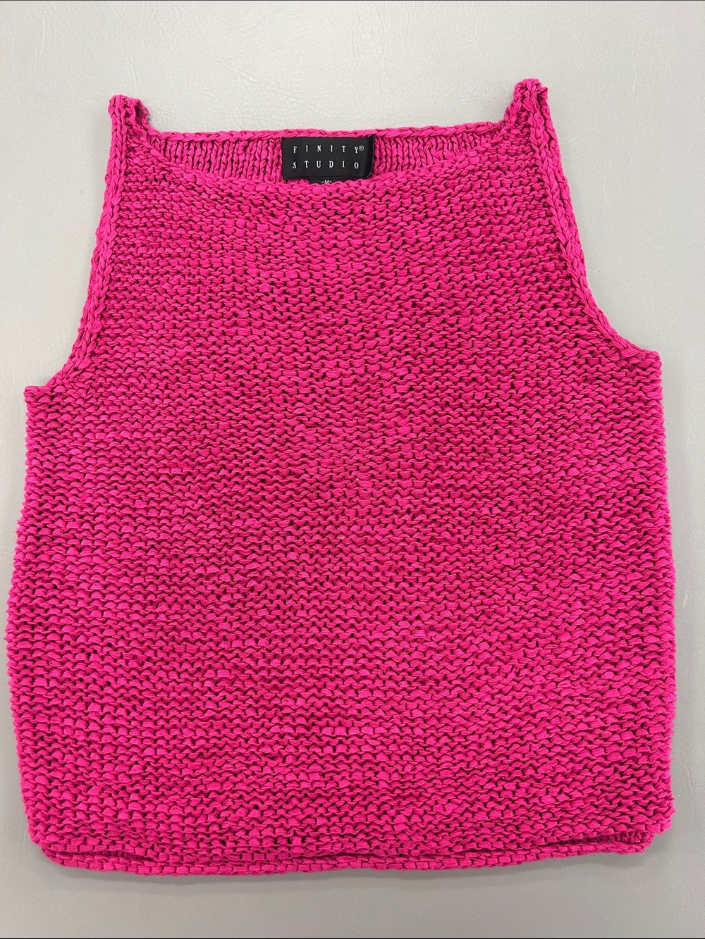 Hot Pink Vintage Knit Acrylic Stretchy Tank Top